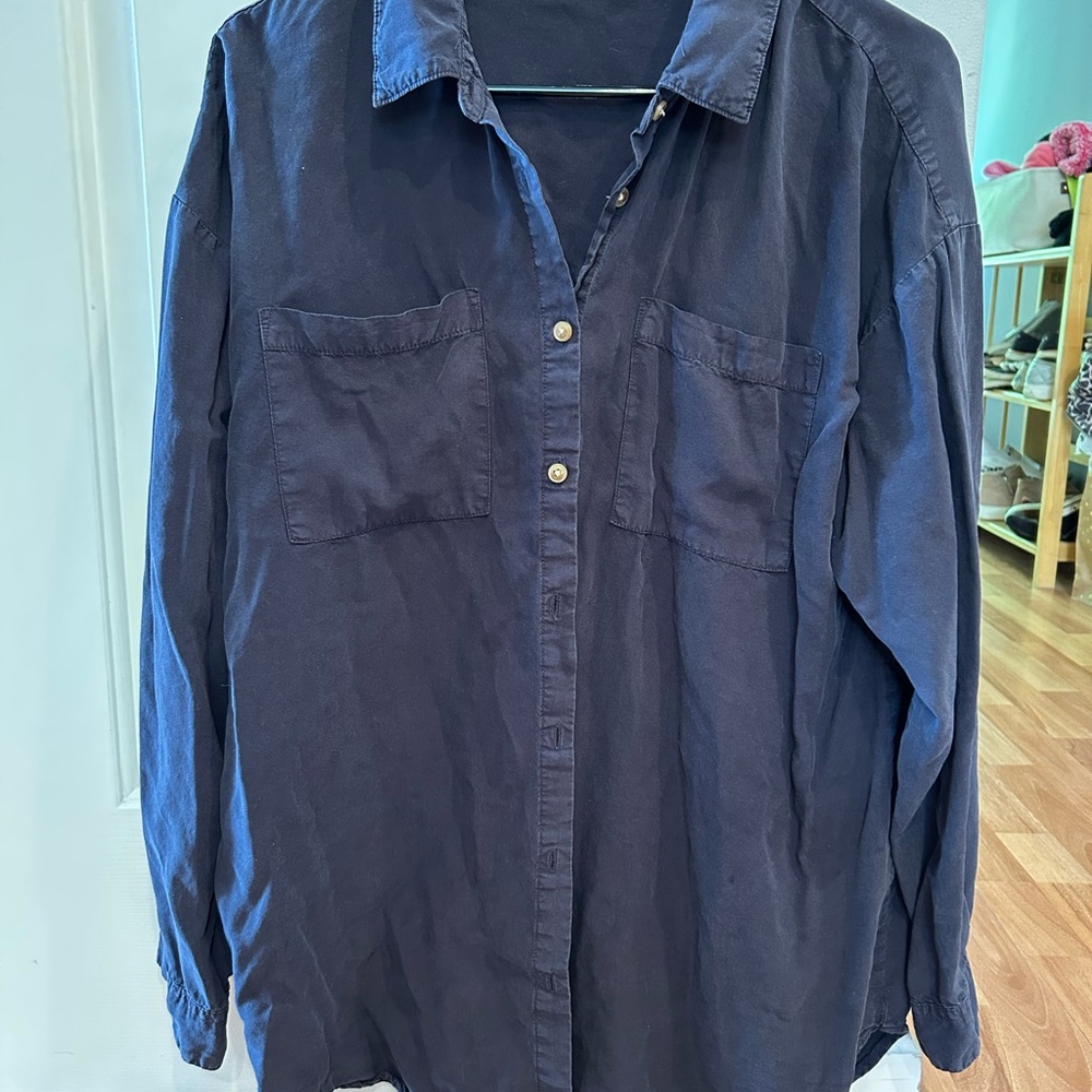 Carly Jean Los Angeles Navy Button Down Shirt